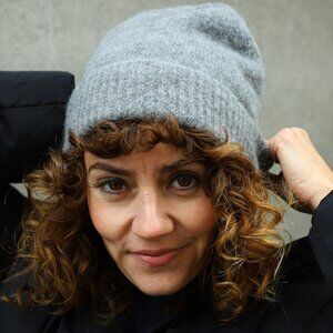 Johnny Love Light Grey Ribbed Baby Alpaca  Merino Super Soft Toque / Knit Hat